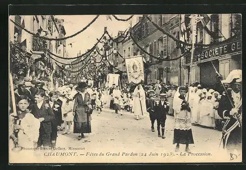 AK Chaumont, Fêtes du Grand Pardon 1923, La Procession