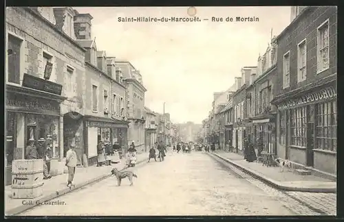 AK Saint-Hilaire-du-Harcouet, Rue de Mortain, Geschäftsstrasse