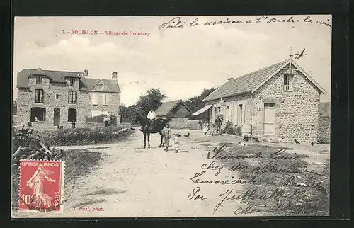 AK Groussey, Kinder mit Pferd auf der Strasse