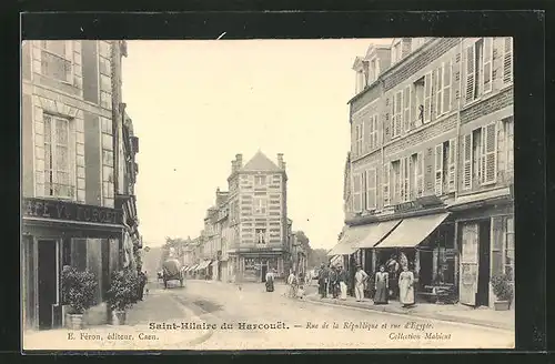 AK Saint-Hilaire-du-Harcouet, Rue de la Republique et rue d'Egypte