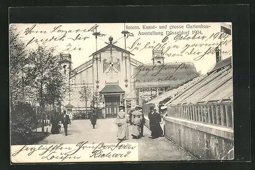 AK Düsseldorf, Intern. Kunst- und grosse Gartenbaus-Ausstellung 1904, Hauptblumenhalle