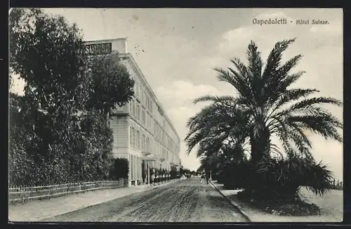 AK Ospedaletti, Strassenpartie am Hotel Suisse