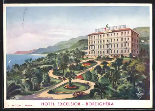 AK Bordighera, Partie am Hotel Excelsior
