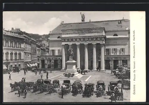 AK Genova, Piazza de Ferrari, Monumento G. Garibaldi