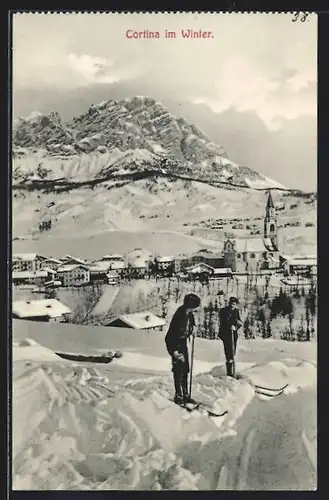AK Cortina, Skifahrer im Winter
