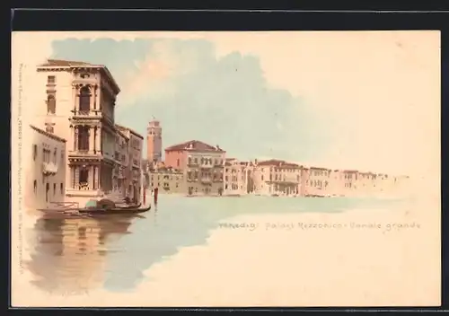 Lithographie Venezia, Palazzo Rezzonico, Canal Grande