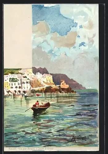 Lithographie Amalfi, Via per Atrani e Capo d`Orso