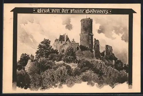 Künstler-AK Carl Jander: Blick auf Ruine Bodesberg