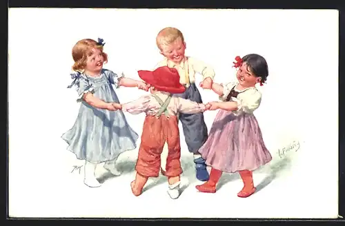 Künstler-AK Karl Feiertag: Kinder tanzen Ringelreihen