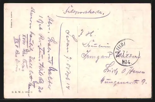 Künstler-AK Karl Feiertag: Doux bonsoir, Kind mit Puppe im Arm