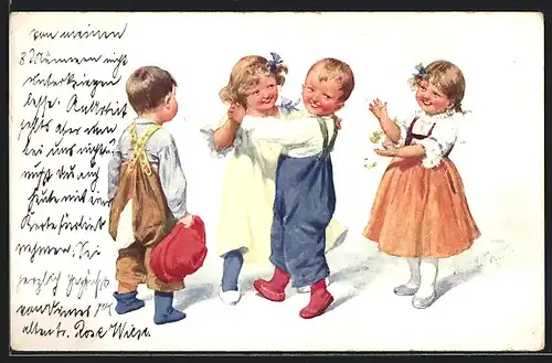Künstler-AK Karl Feiertag: Kinder beim fröhlichen Tanz