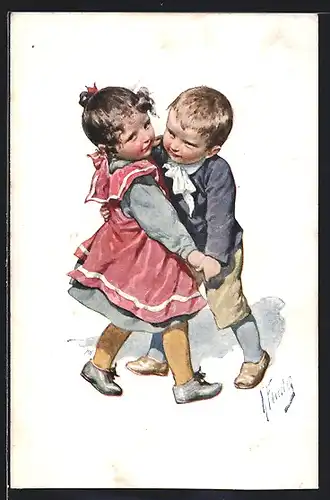 Künstler-AK Karl Feiertag: Tanzendes kleines Pärchen