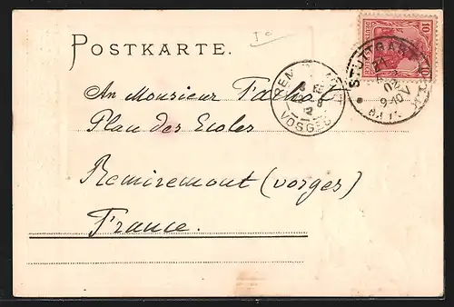 Passepartout-Lithographie Stuttgart, Königsbau, hübsche Kutscherin