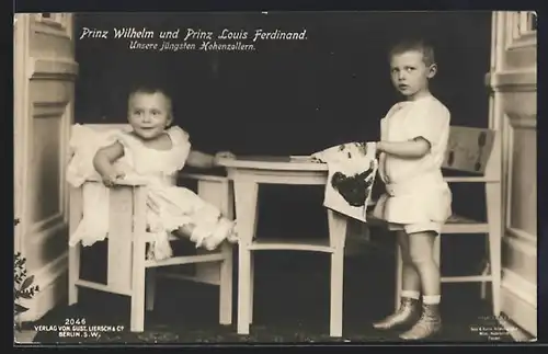 AK Prinz Wilhelm und Prinz Louis Ferdinand am Esstisch
