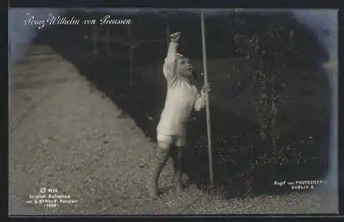 AK Prinz Wilhelm als Kind auf einem Parkweg