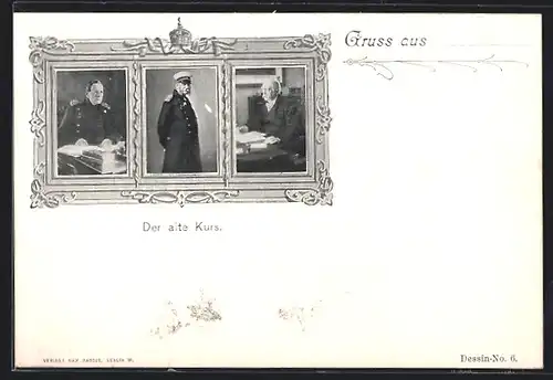AK Kaiser Wilhelm I., Bismarck und Moltke