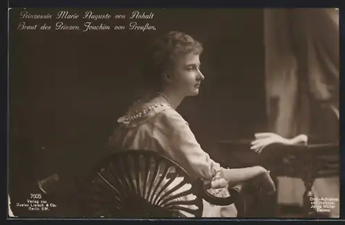 AK Prinzessin Marie Auguste von Anhalt, Braut von Prinz Joachim von Preussen