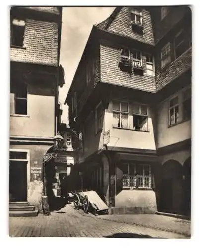 4 Fotografien unbekannter Fotograf, Ansicht Frankfurt / Main, Altstadt Ansichten mit Ladengeschäften