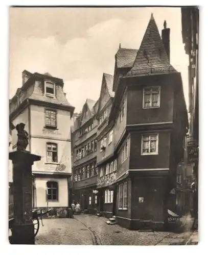 4 Fotografien unbekannter Fotograf, Ansicht Frankfurt / Main, Altstadt Ansichten mit Ladengeschäften