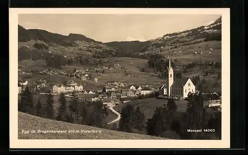 AK Egg im Bregenzerwald, Totalansicht mit der Kirche