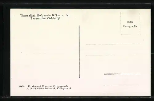 AK Thermalbad Hofgastein an der Tauernbahn, Generalansicht mit der Kirche