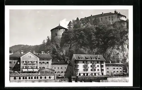 AK Kufstein, Hotel Café Post, Festung Geroldseck