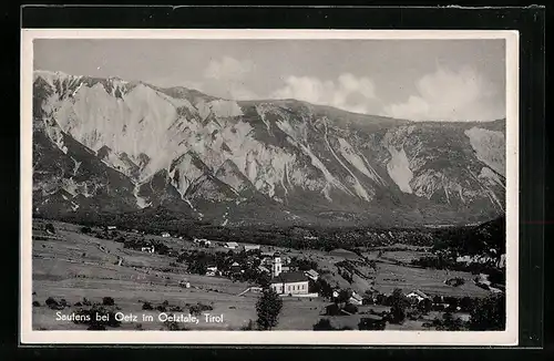 AK Sautens bei Oetz im Oetztale, Generalansicht mit Kirche im Vordergrund