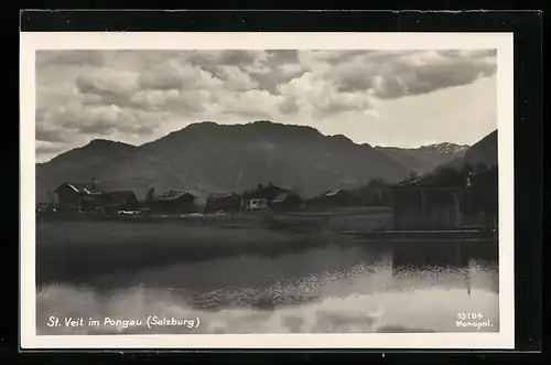 AK St. Veit im Pongau, Blick vom See auf den Ort