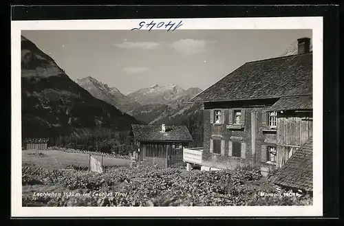 Foto-AK Lechleiten, Unterkunftshaus mit Blick ins Lechtal