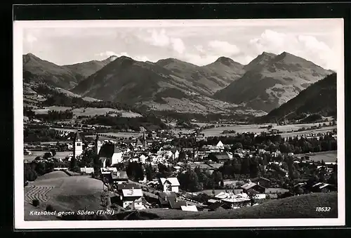 AK Kitzbühel, Gesamtansicht aus der Vogelschau gegen Süden