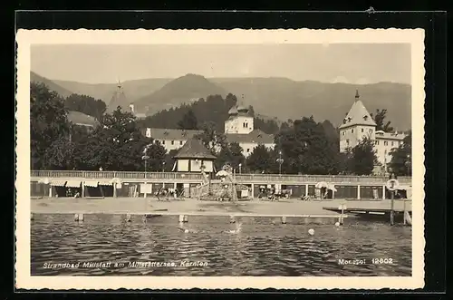 AK Millstatt a. Millstättersee, Blick auf Strandbad