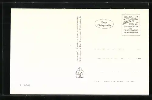 AK Seefeld, Unterkunftshaus und Kirche am Seeufer mit Blick gegen die Dreitorspitze