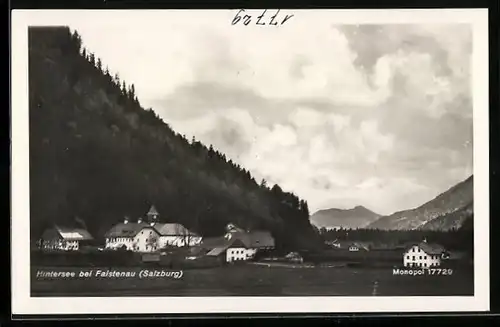 AK Hintersee bei Faistenau, Ortspartie mit Kirche