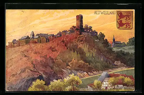 Künstler-AK Altweilnau / Taunus, Panorama