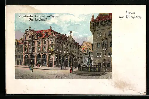 AK Nürnberg, Internationales Kunstgewerbe-Magazin, Brunnen