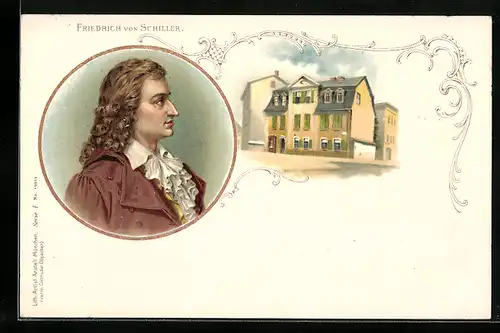 Lithographie Porträt von Friedrich von Schiller