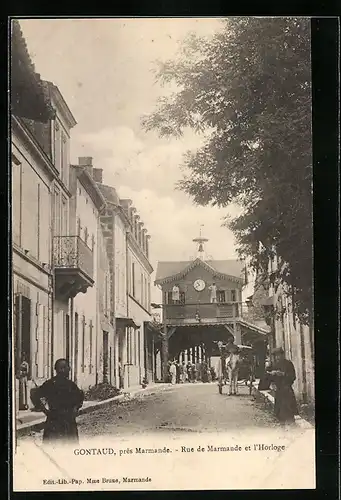 AK Gontaud, Rue de Marmande et l`Horloge