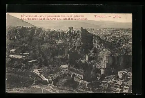 AK Tiflis, Le jardin botanique et les ruines des tours et de la forteresse