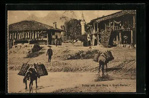 AK Prilep, Ortsansicht mit dem Berg v. Krali-Marko