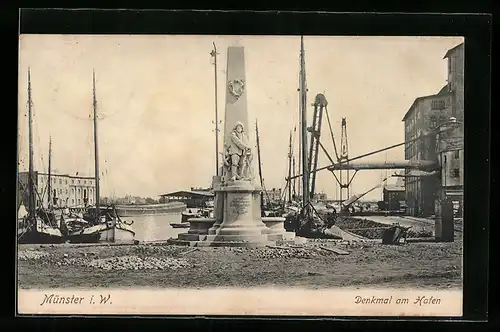 AK Münster i. W., Denkmal am Hafen
