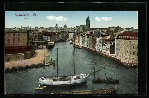 AK Königsberg i. Pr., Hafen aus der Vogelschau