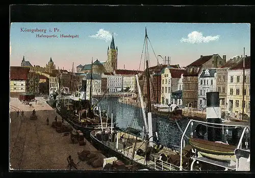 AK Königsberg i. Pr., Hafen mit Hundegatt