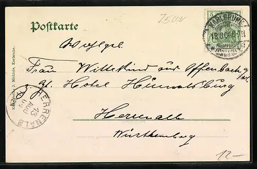 AK Karlsruhe i. B., Rheinhafen mit Bahnschienen