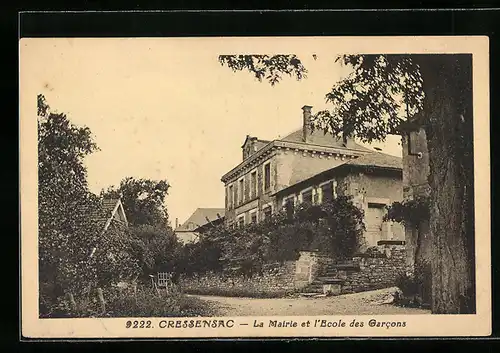 AK Cressensac, La Mairie et l`Ecole des Garcons