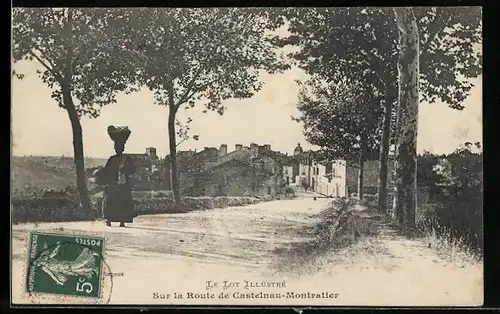 AK Castelnau-Montratier, Sur la Route de Castelnau-Montratier