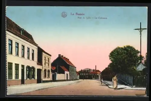 AK La Bassée, Rue de Lille, Le Calvaire