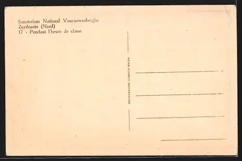 AK Zuydcoote, Sanatorium National Vancauwenberghe, Pendant l`heure de classe