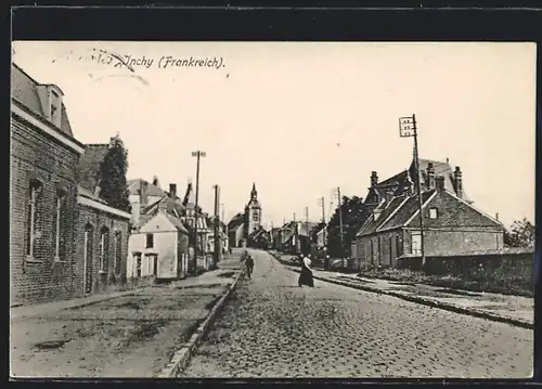 AK Inchy, Strassenpartie mit Bürgerhäusern