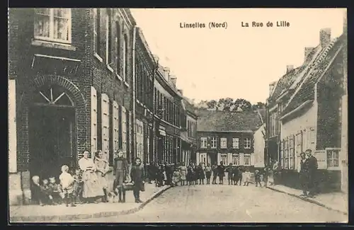 AK Linselles, La Rue de Lille