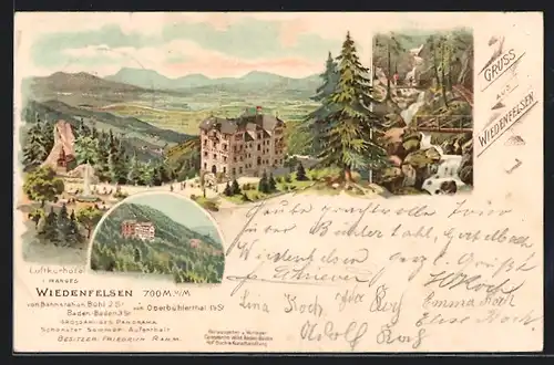 Lithographie Bühlertal, Hotel Wiedenfelsen